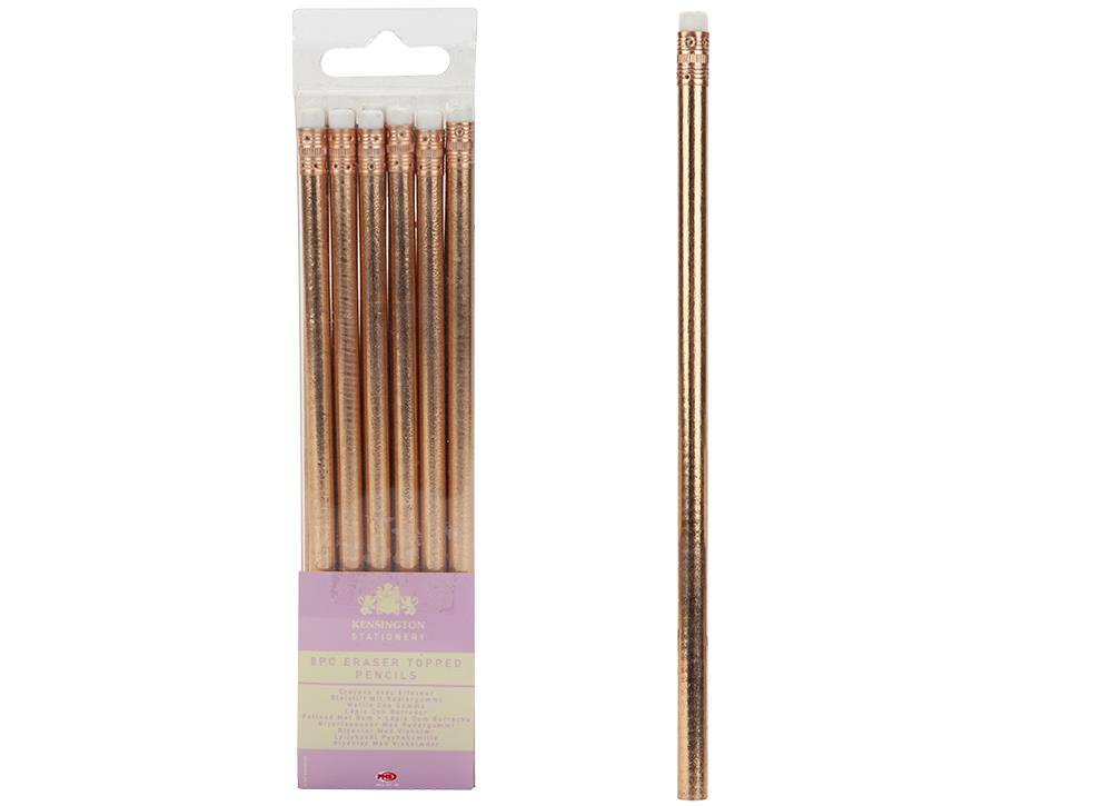 8 Ροζ Χρυσά Μολύβια με Γόμα