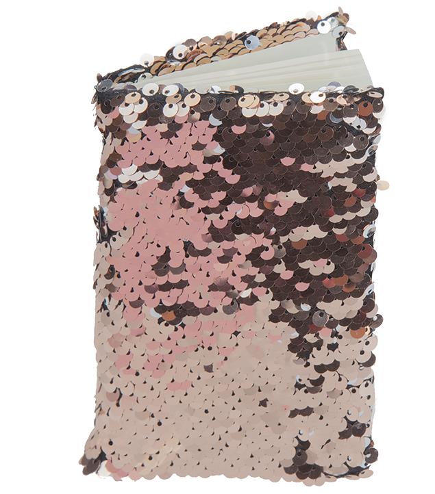 Α6 Τετράδιο με Διπλές Ροζ Χρυσές/Ασημένιες Πούλιες