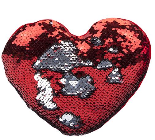SEQUIN HEART CUSHION 20CM Image 1++