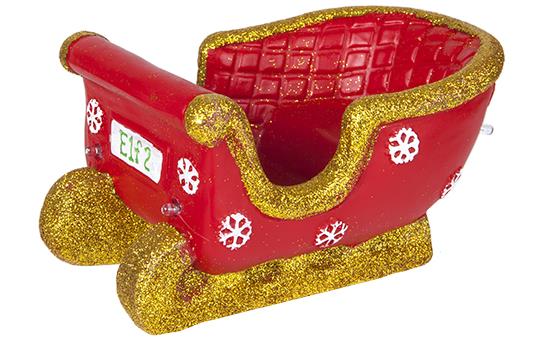 ELF POLYSTONE SINGLE SLEIGH WITH LIGHT UP HEADLIGHTS Image 1++